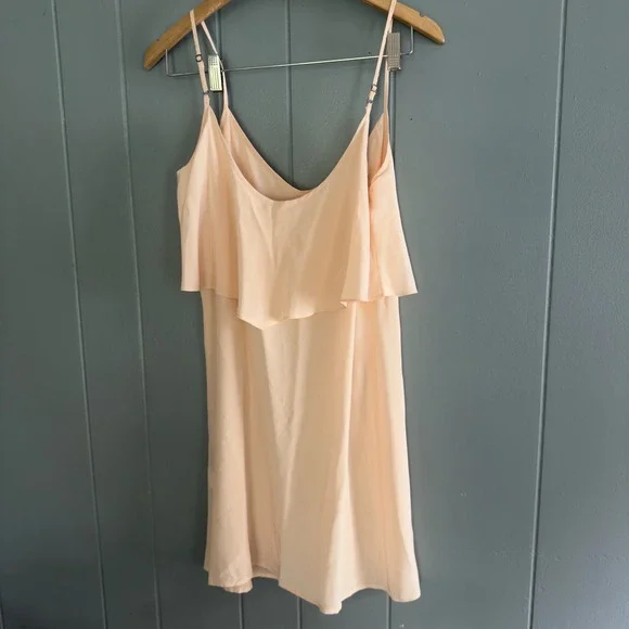 LaMade 100% silk cami y2k long tank S pink ruffle detail Euro summer NWT pastel - Picture 5 of 10